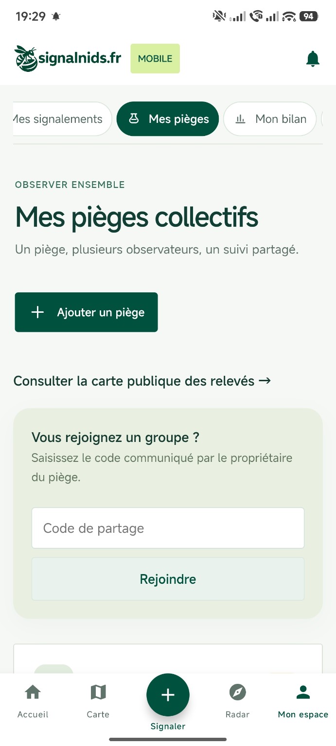 Mes pièges SignalNids