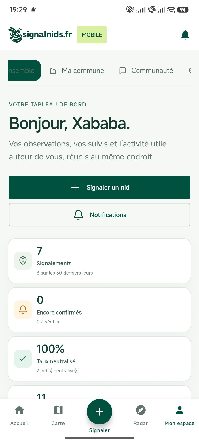 Mon espace SignalNids