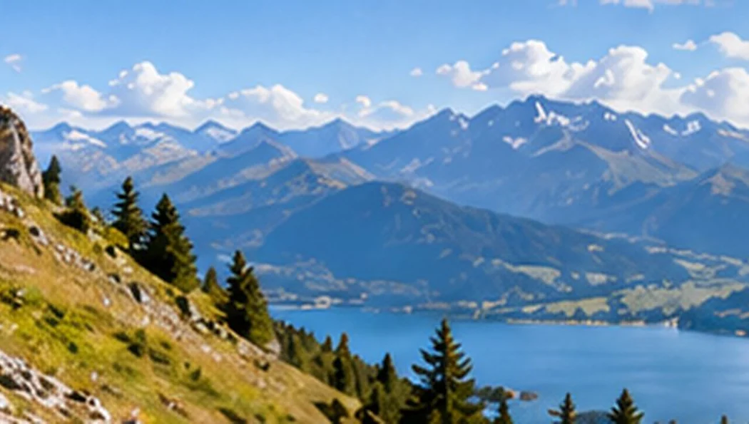 Panorama de montagnes et vallée alpine