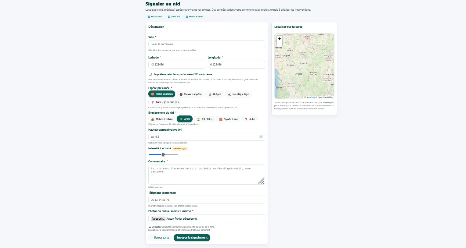 Déclarer un nid de frelon asiatique sur signalnids
