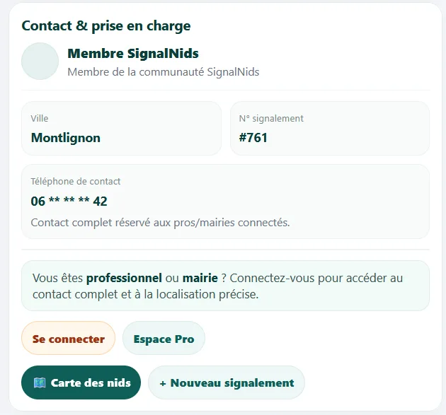 Contact et prise en charge du signalement nid