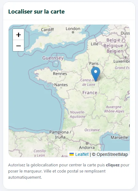 Localisation sur la carte france