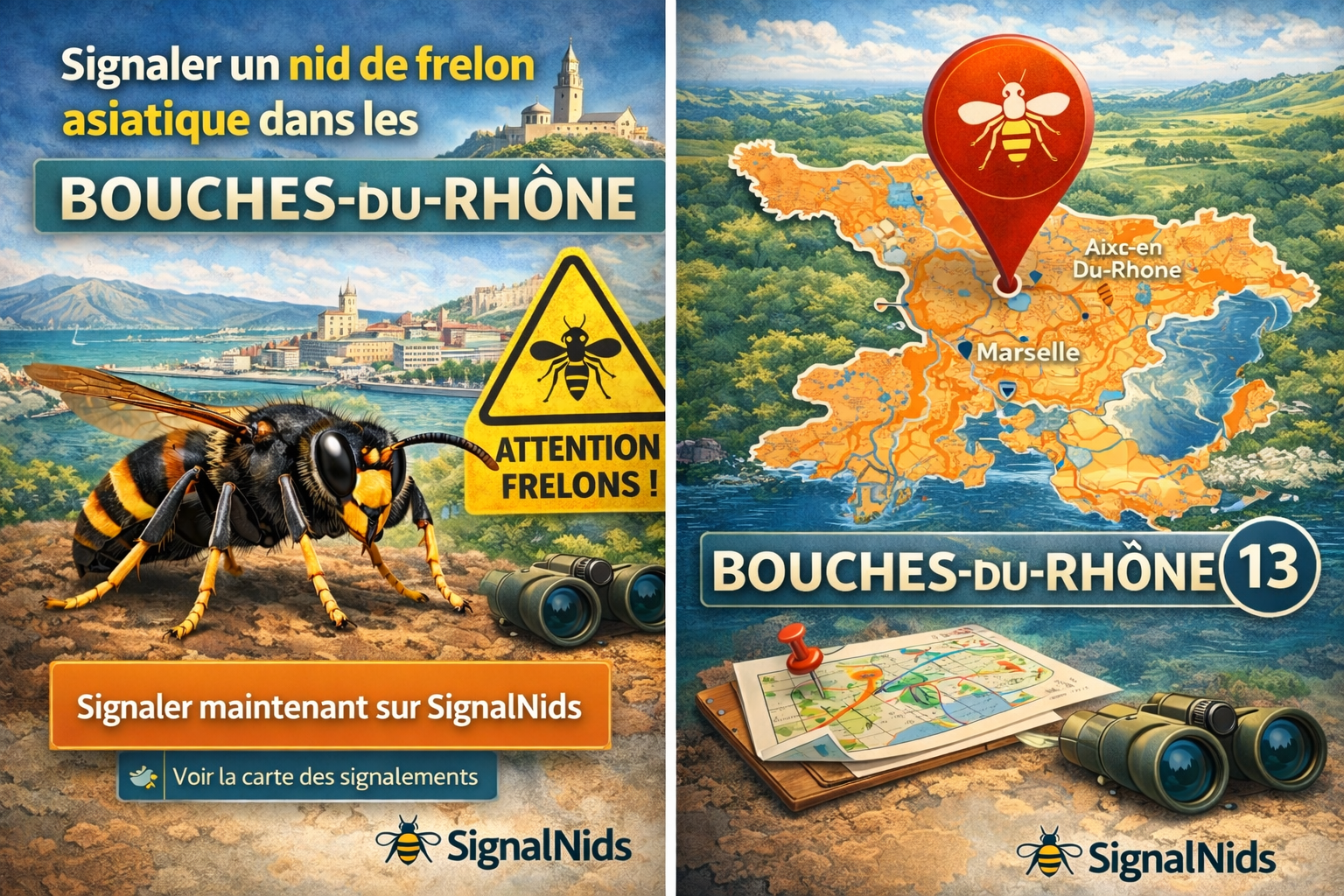 Signaler un nid de frelon asiatique dans les Bouches-du-Rhône (13) avec SignalNids