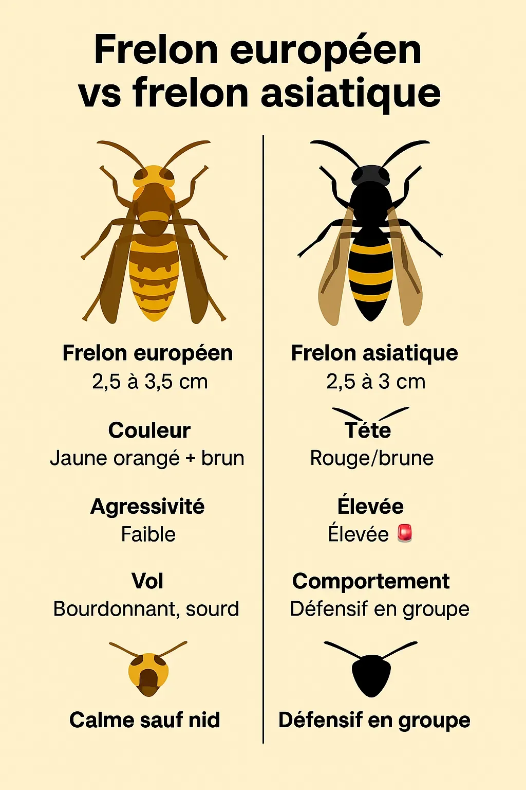 Comparatif visuel nid frelon asiatique, europ&eacute;en et gu&ecirc;pes