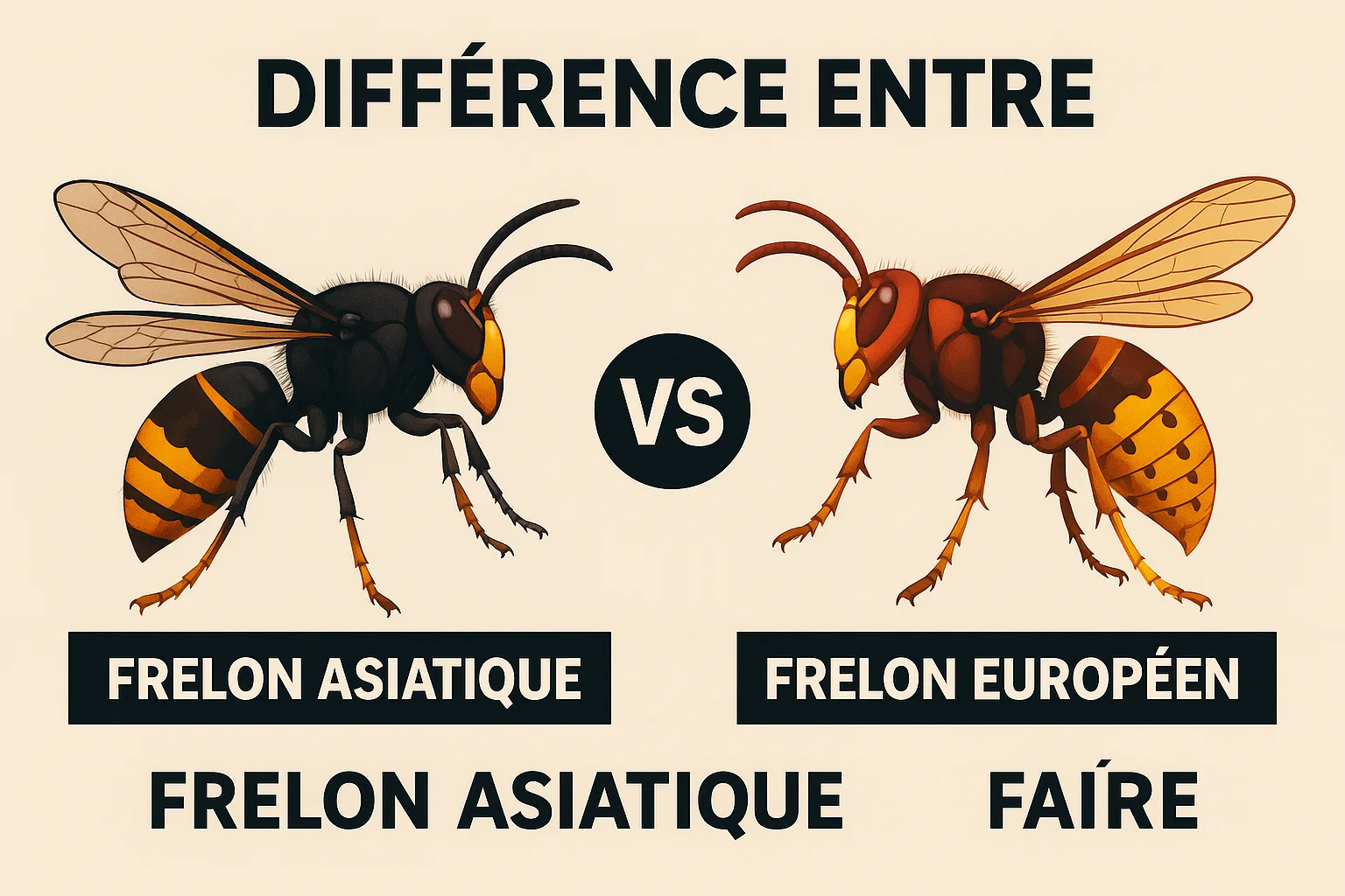 Différence entre frelon asiatique et frelon européen : comment les reconnaître facilement