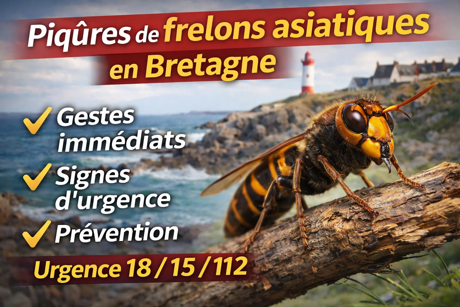 Piqûres de frelons asiatiques en Bretagne : que faire ? Urgence 18 / 15 / 112