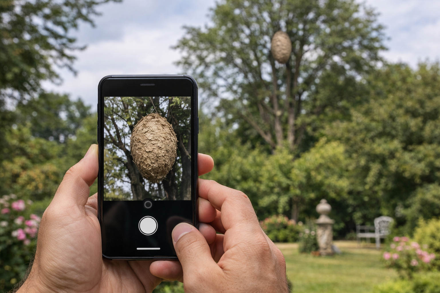 Photographie à distance d’un nid de frelon avec un smartphone
