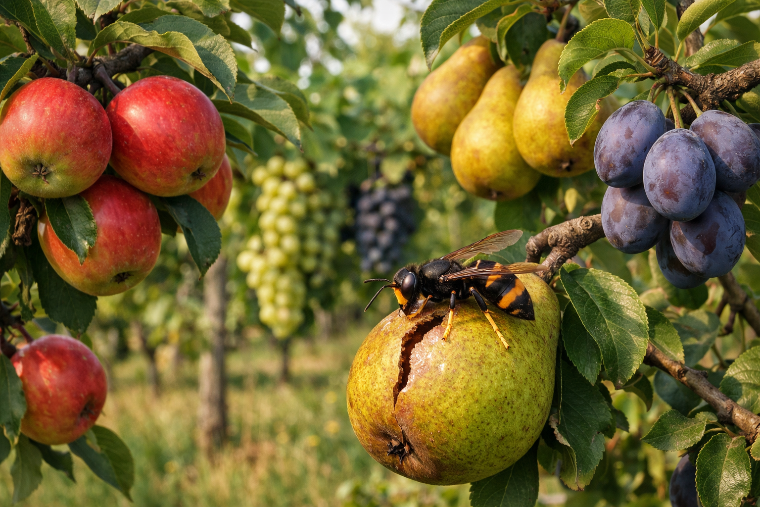 Prunes, poires, pommes, raisins : récolter en sécurité malgré les frelons asiatiques