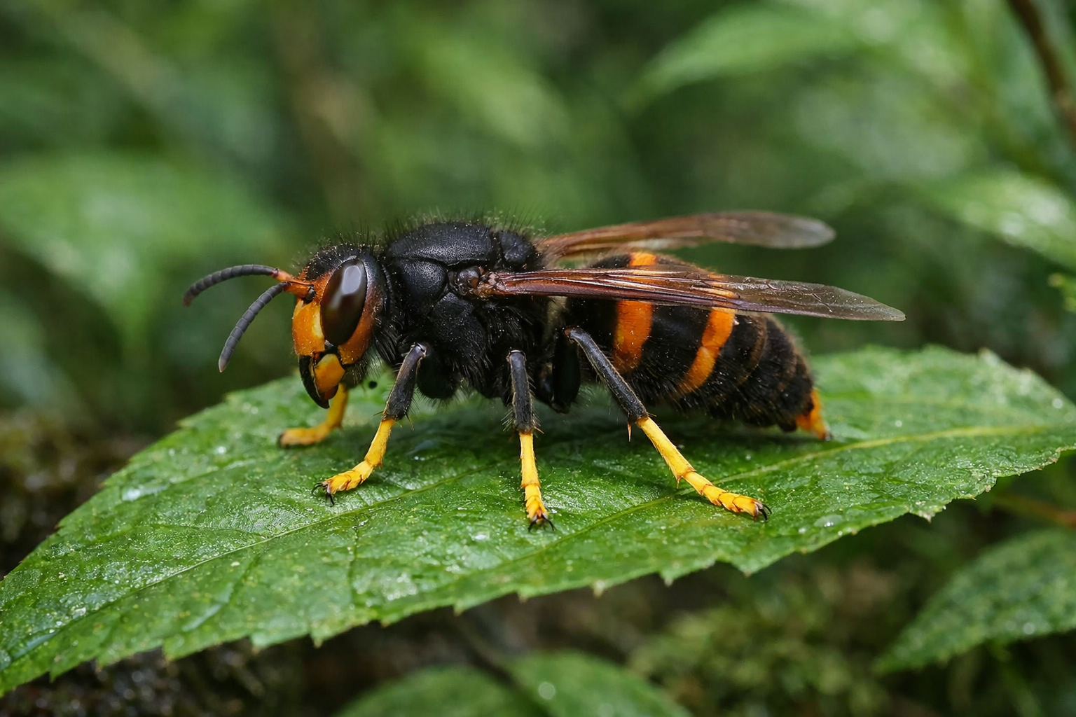 Frelon à pattes jaunes dans son milieu asiatique d’origine
