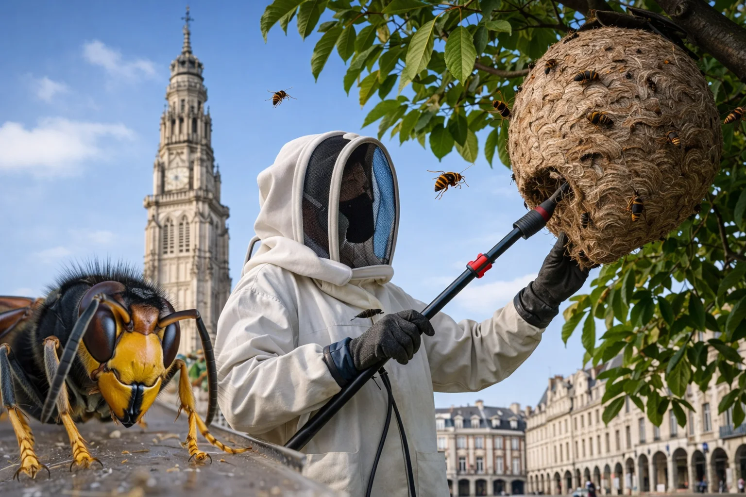 Destruction nid frelons asiatiques à Arras : que faire et qui contacter ?