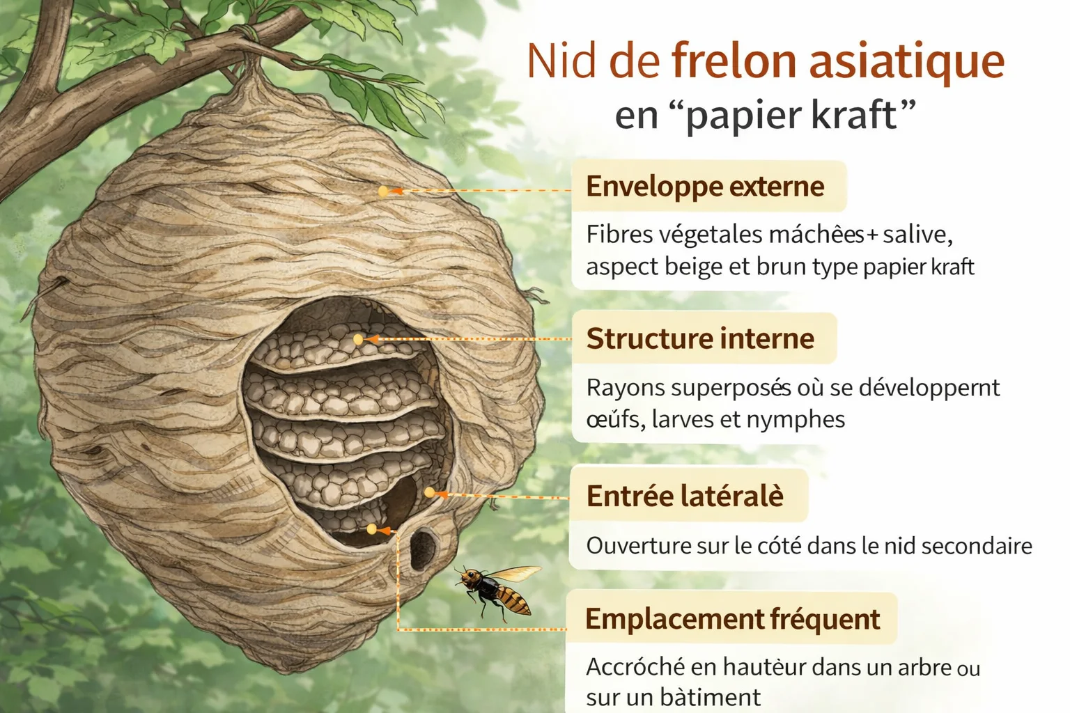 Papier kraft frelon asiatique : pourquoi le nid ressemble à du papier ?