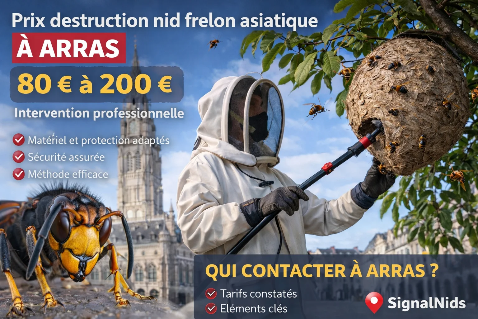 prix destruction nid frelon asiatique Arras intervention professionnelle